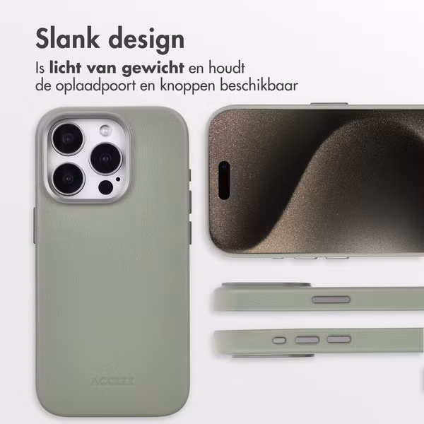 Accezz MagSafe Leather Backcover Apple iPhone 15 Pro - Light Grey