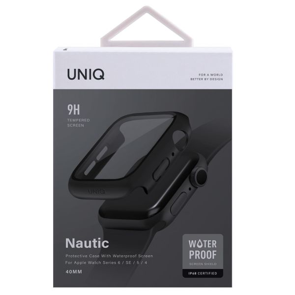 Uniq Nautic Apple Watch Case met Waterproof gehard glazen screenprotector Apple Watch 4-6 / SE - 40 mm - Midnight Black