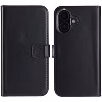 Selencia Echt Leren Bookcase Apple iPhone 16 - Zwart
