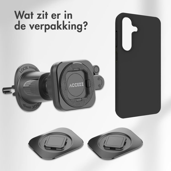 Accezz EasyLock telefoonhouder auto - inclusief hoesje Samsung Galaxy S24 - Ventilatierooster - 360 graden draaibaar - Zwart