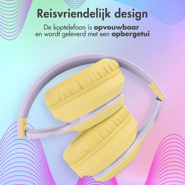 imoshion Draadloze Kinderkoptelefoon LED Light - Decibelbegrenzer - Met AUX kabel - Lavender Lilac / Yellow