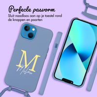 Gepersonaliseerd Color Backcover MagSafe met afneembaar koord en letter  iPhone 13 - Ash Blue