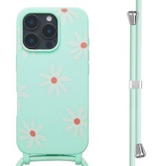 imoshion Siliconen design hoesje met koord Apple iPhone 16 Pro - Green Flower Distance