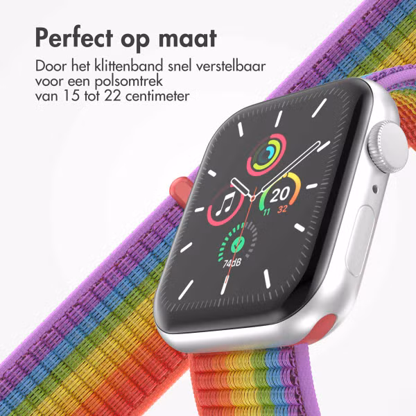 imoshion Nylon bandje Apple Watch Series 1 t/m 9 / SE (38/40/41 mm) | Series 10 / 11 (42 mm) - Rainbow