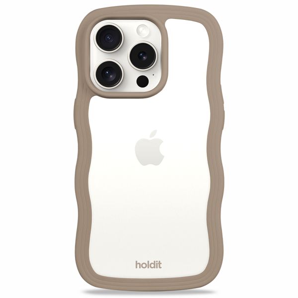 Holdit Wavy Case iPhone 15 Pro Max - Mocha Brown / Transparent