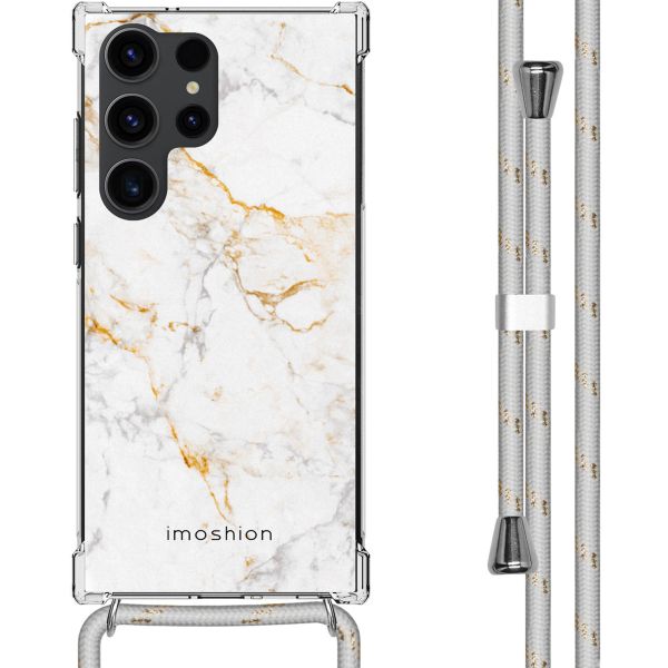 imoshion Design hoesje met koord Samsung Galaxy S23 Ultra - White Marble