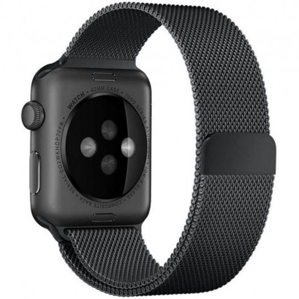 WiWu Milanese band Apple Watch Series 1 t/m 9 / SE (38/40/41 mm) | Series 10 / 11 (42 mm) - Zwart