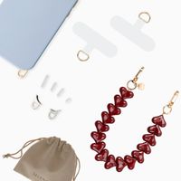Selencia Rivièra MagSafe Backcover met afneembare haakjes voor de Apple iPhone 17e / 16e - Powder Blue + Lova Polskoord - Burgundy