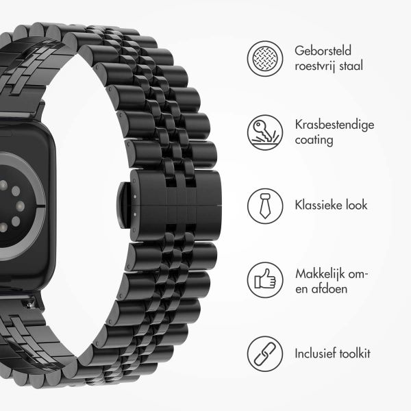 Selencia Jubilee stalen bandje Apple Watch Series 1 t/m 11 / SE / Ultra (44/45/46/49 mm) - Zwart