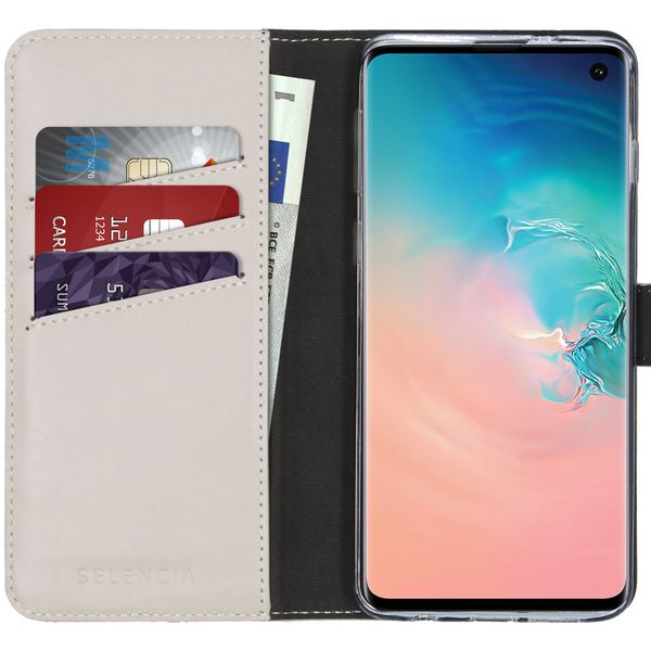 Selencia Echt Lederen Bookcase Samsung Galaxy S10 - Greige