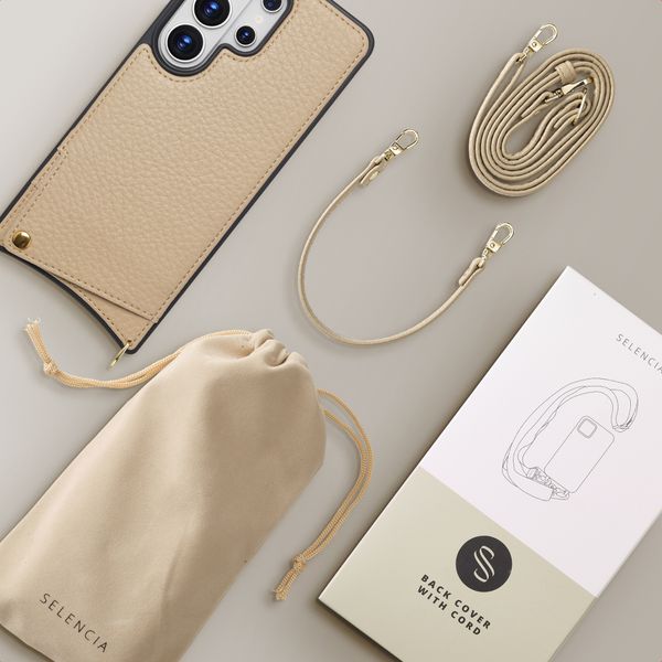 Selencia Nova Telefoonhoes met Koord en Pashouder Samsung Galaxy S26 Ultra - Beige