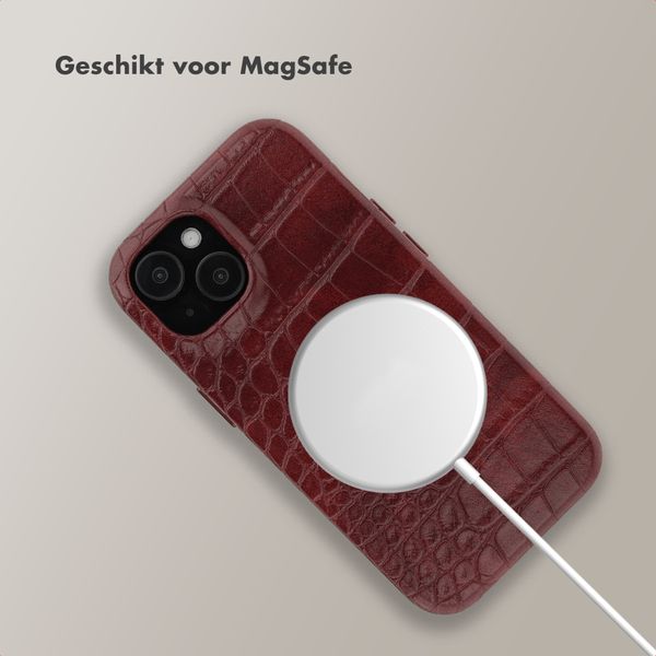 Selencia Croco Backcover met MagSafe Apple iPhone 15 - Burgundy