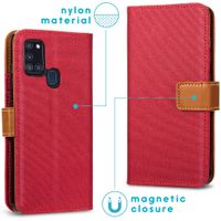 imoshion Luxe Canvas Bookcase Samsung Galaxy A21s - Rood