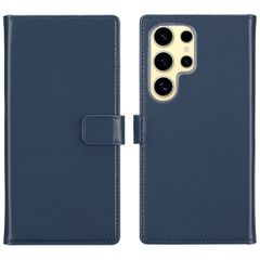 Selencia Echt Leren Bookcase Samsung Galaxy S25 Ultra - Blauw