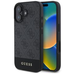 Guess Bottom Stripe 4G Backcover Apple iPhone 16 - Grijs