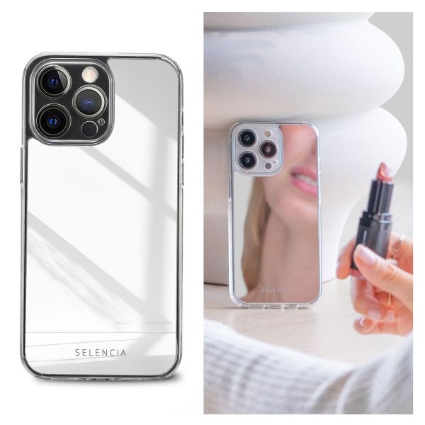 Selencia Mirror Backcover iPhone 14 Pro Max - Hoesje met spiegel - Zilver