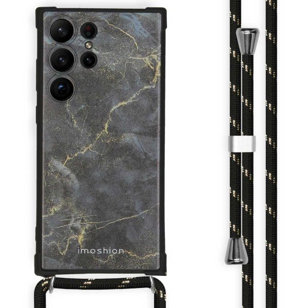 imoshion Design hoesje met koord Samsung Galaxy S23 Ultra - Black Marble