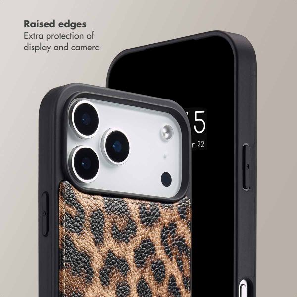 Selencia Nova Phone Case with Cord and Card Holder Apple iPhone 17 Pro Max - Leopard