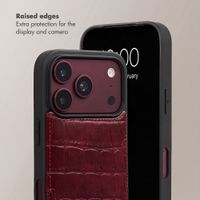 Selencia Nova Croco Phone Case with Cord and Card Holder Apple iPhone 18 Pro Max / 17 Pro Max - Burgundy
