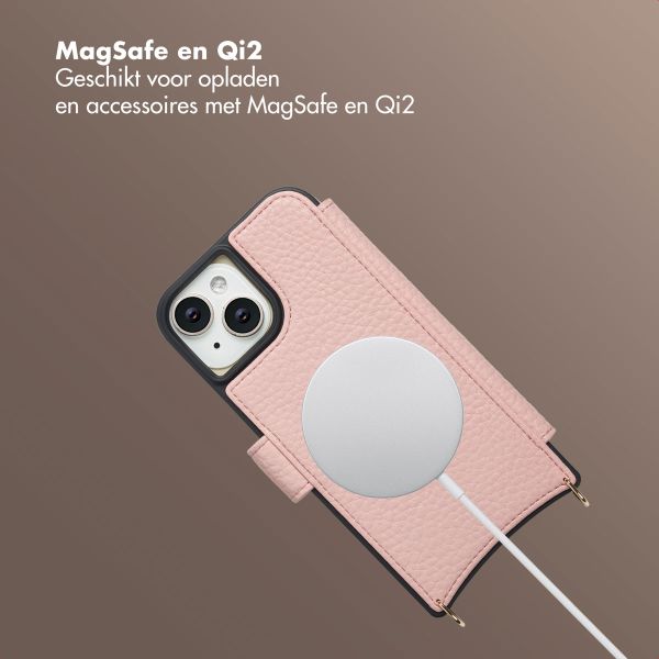 Selencia Riva Bookcase met MagSafe en Koord Apple iPhone 15 - Old Pink