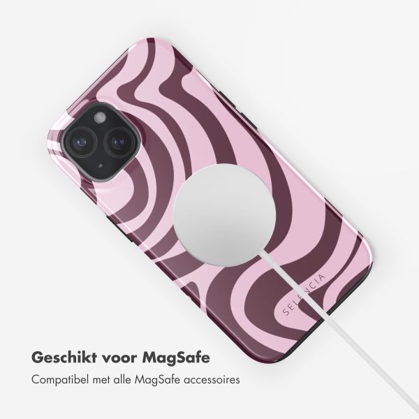 Selencia Vivid Backcover met MagSafe Apple iPhone 15 - Wavy Swirl Pink Plum