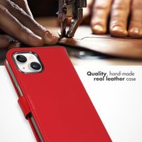 Selencia Genuine Leather Book Case Apple iPhone 15 - Red