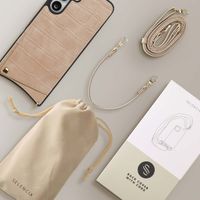 Selencia Nova Croco Telefoonhoes met Koord en Pashouder Samsung Galaxy S25 FE - Beige