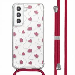 imoshion Design hoesje met koord Samsung Galaxy S21 FE - Dusty Rose Connected Hearts