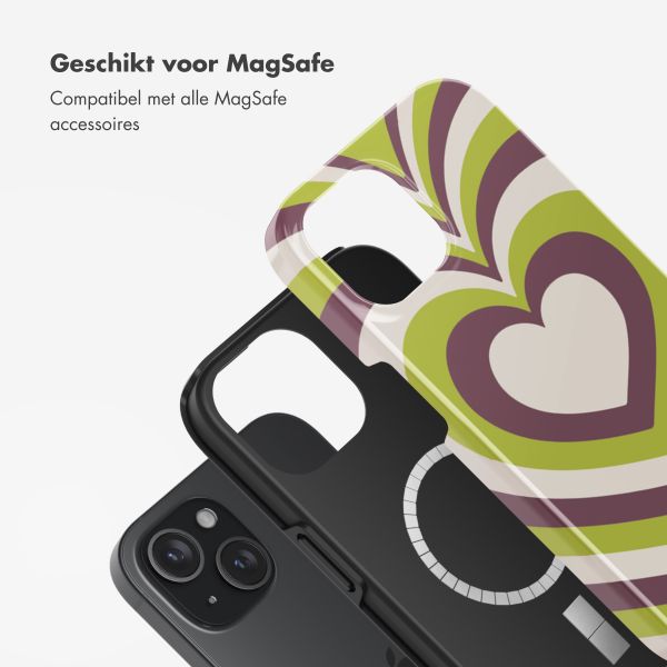Selencia Vivid Backcover met MagSafe Apple iPhone 15 - Double Hearts Plum Fern