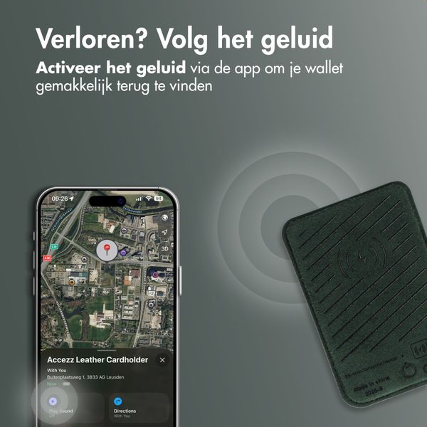 Accezz Magnetische Leren Kaarthouder - Geschikt voor Apple Find My - Cedar Green