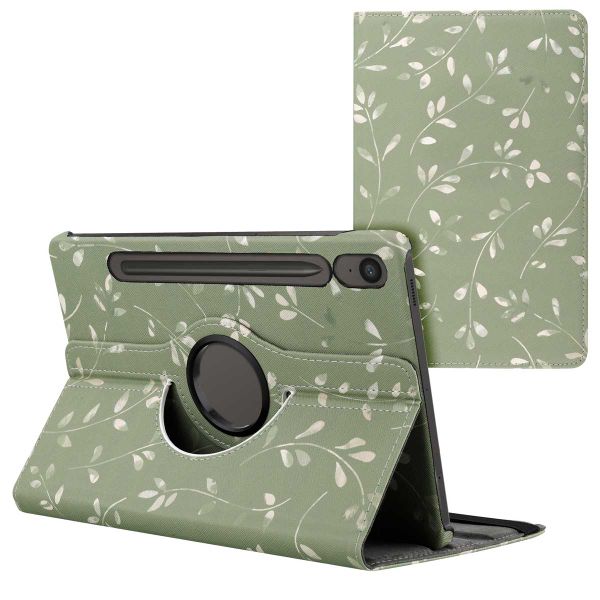 imoshion 360° Draaibare Design Bookcase Samsung Galaxy Tab S9 FE - Green Flowers