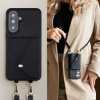 Selencia Sera Phone Case with Cord and Envelope Card Holder Samsung Galaxy A37 (5G) - Black