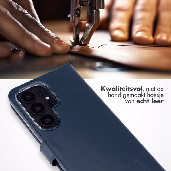 Selencia Echt Leren Bookcase Samsung Galaxy S26 Ultra - Donkerblauw