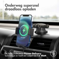 Accezz Telefoonhouder auto iPhone 13 - Draadloze oplader - Dashboard en voorruit - Zwart