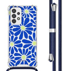 imoshion Design hoesje met koord Samsung Galaxy A33 - Cobalt Blue Flowers Connect