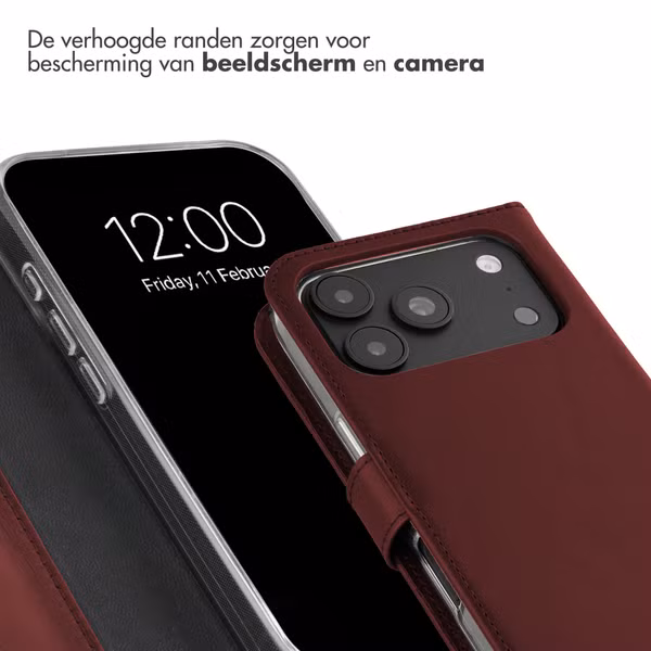 Selencia Echt Leren Bookcase Apple iPhone 18 Pro Max / 17 Pro Max - Burgundy