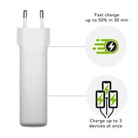 dbramante1928 re-charge | Wall Charger - USB-C 140 Watt + USB-C 100 Watt + USB-A 18 Watt - Wit