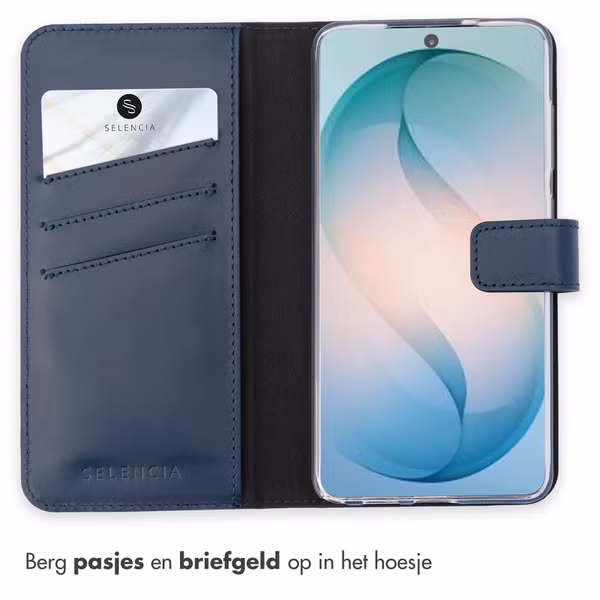 Selencia Echt Leren Bookcase Samsung Galaxy S26 Ultra - Donkerblauw