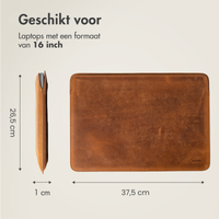 Accezz Leather Laptophoes 16 inch - Laptopsleeve - Cognac