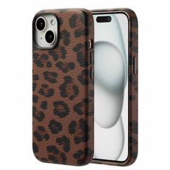 Selencia Sabi Backcover Panterprint met MagSafe Apple iPhone 15 - Mocha Brown