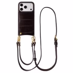 Selencia Nova Real Leather Backcover met Koord en Pashouder Apple iPhone 17 Pro Max - Dark Chocolate