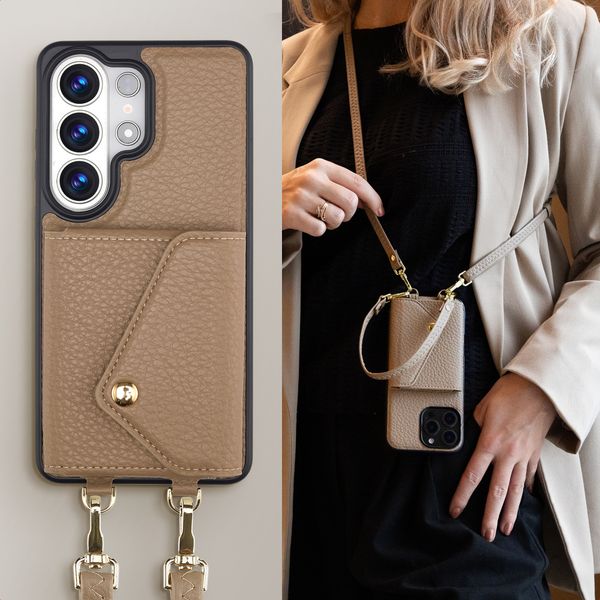 Selencia Sera Phone Case with Cord and Envelope Card Holder Samsung Galaxy S26 Ultra - Taupe