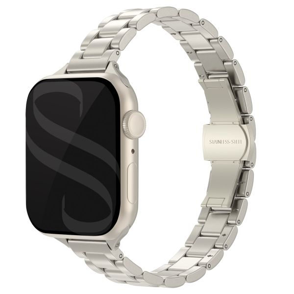 Selencia Slim Steel schakelbandje Apple Watch Series 1 t/m 9 / SE (38/40/41 mm) | Series 10 (42 mm) - Sterrenlicht