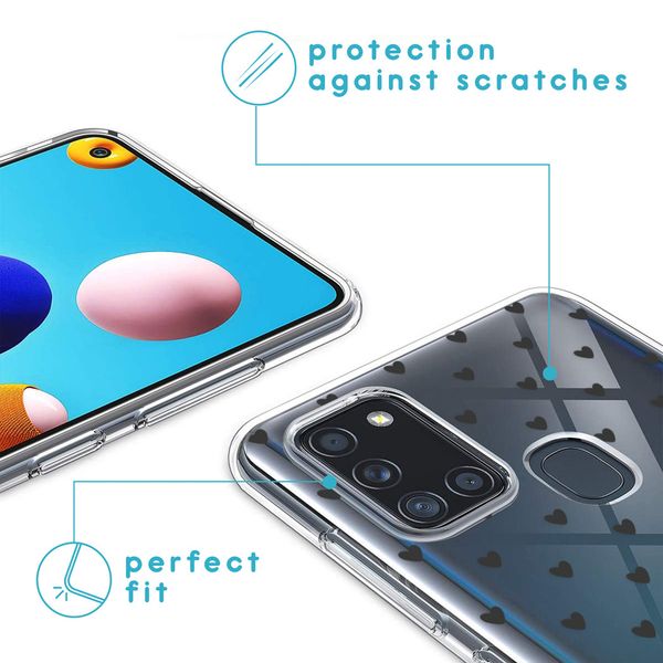 imoshion Design hoesje Samsung Galaxy A21s - Hartjes - Zwart