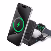 Anker MagGo | 3-in-1 Opvouwbare draadloze oplader - 15 Watt - Geschikt voor MagSafe en Qi2 - Zwart