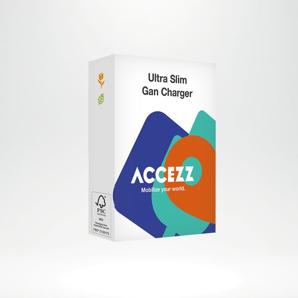 Accezz Ultra Slim GaN Oplader - USB-C - 20W - Zwart