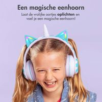 imoshion Kids Unicorn LED Light Bluetooth Headphones - Kinder koptelefoon met decibelbegrenzer - Draadloze koptelefoon + AUX kabel - Lavender Lilac / Soft Blue