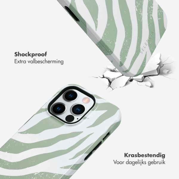 Selencia Vivid Backcover Apple iPhone 14 Pro - Colorful Zebra Sage Green