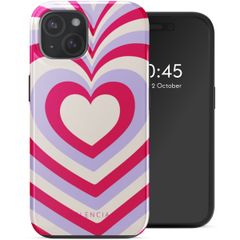 Selencia Vivid Tough Backcover met MagSafe iPhone 15 - Double Hearts Rubine Red Lilac