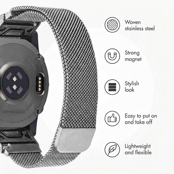 imoshion QuickFit® Milanese Band - Garmin 20 mm Connector - Size L/XL - Silver